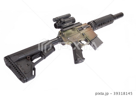 M4 CQB rifle isolated on a white background 39318145