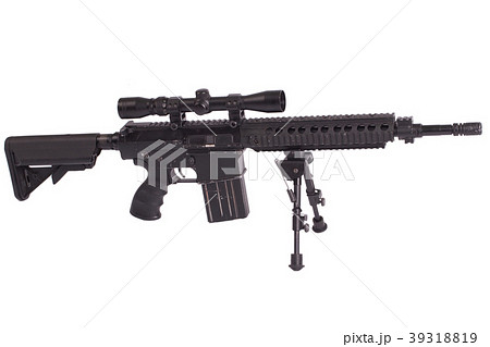 sniper rifle with bipod isolated on a white sniper rifle with bipod isolated on a white 39318819