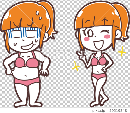 ダイエットに成功した女性のイラスト 39319248