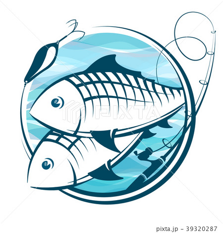 Fish and fishing rod symbol Fish and fishing rod symbol 39320287