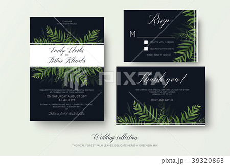 Wedding invite rsvp, thank you cards floral design 39320863