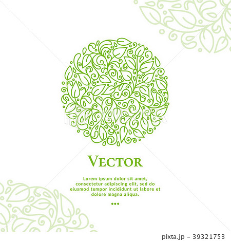 Green vector leaves emblem in shape of circle. Green vector leaves emblem in shape of circle. 39321753