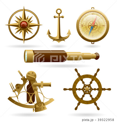 Vector marine navigation icon set isolated white 39322958