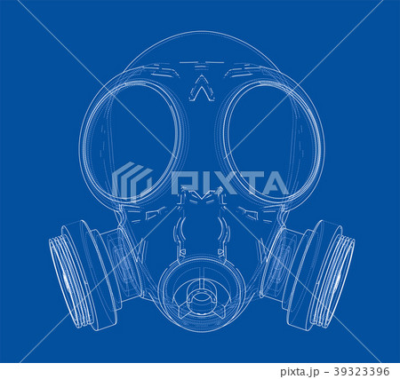 Gas mask on blue background Gas mask on blue background 39323396