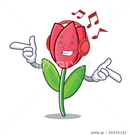 Listening music tulip mascot cartoon style 39326192