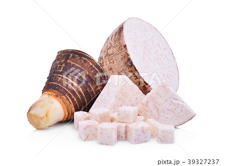 sliced taro root isolated on white background sliced taro root isolated on white background 39327237