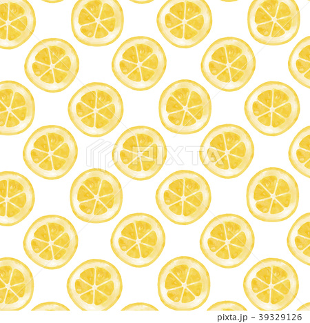 輪切りレモン 間隔ありパターン 水彩風 のイラスト素材 39329126 Pixta