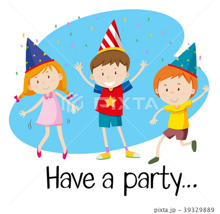 Three kids having party 39329889