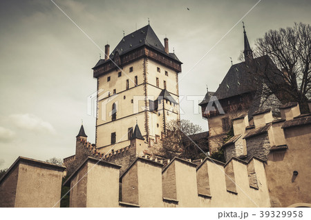 Karlstejn castle, Vintage toned photo 39329958