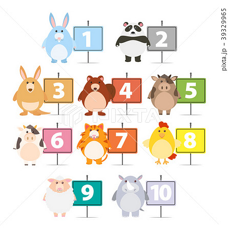 Many animals and numbers one to ten 39329965