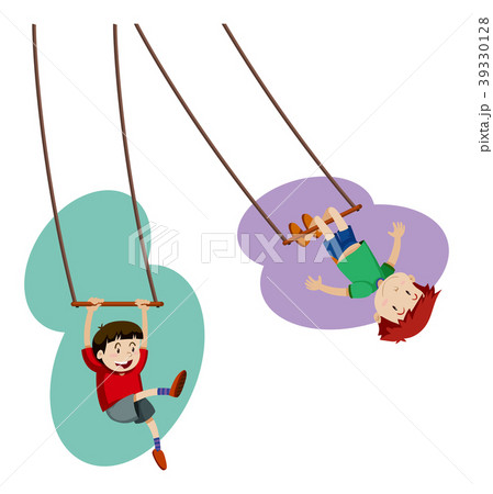 Two boys playing on hand swing 39330128