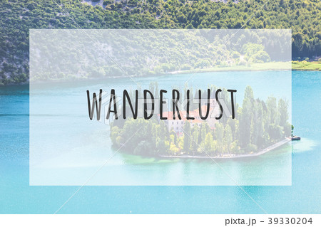 Inspirational typographic quote wanderlust 39330204