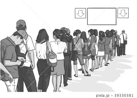 Illustration of crowd of people standing in line 39330381