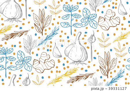 Herbs and medicinal plants seamless pattern 39331127