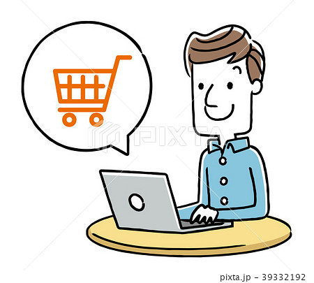 男性 インターネット ショッピング 買い物のイラスト素材