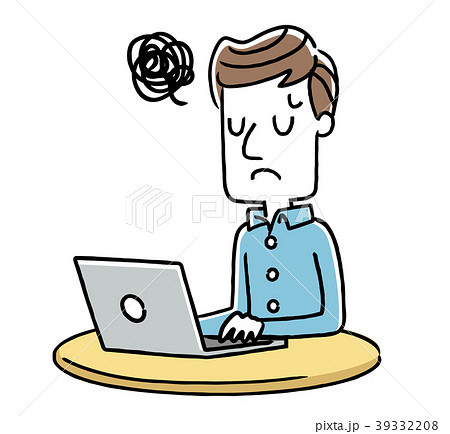 男性 インターネット パソコンのイラスト素材