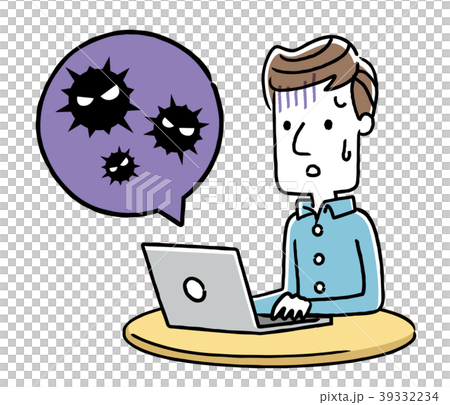 男性:パソコン、ウイルス、感染 男性:パソコン、ウイルス、感染 39332234