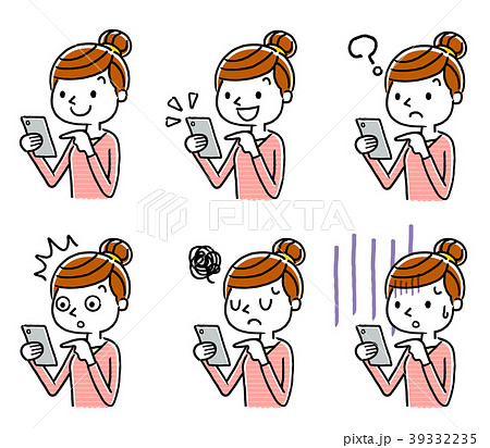 女性：スマートフォン、セット、バリエーション 39332235