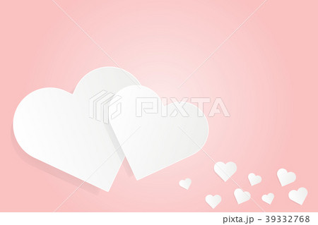 White paper cut love heart on pink backgroundのイラスト素材 [39332768] - PIXTA