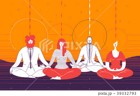 Several office workers in smart clothing sit in 39332793