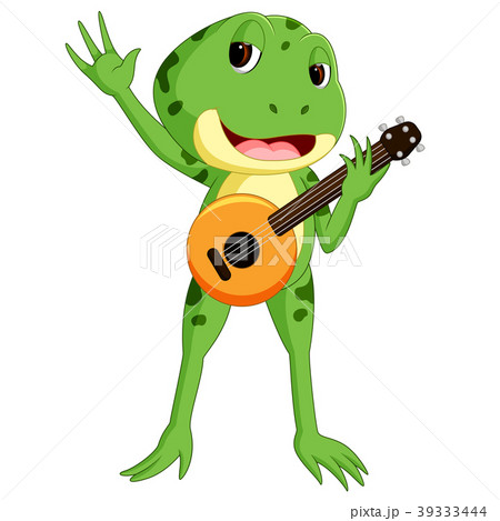 Green frog playing guitar 39333444