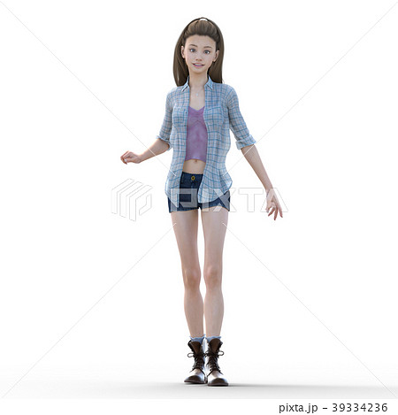 若い女性 ファッションアラカルト　ショートパンツ　perming3DCGイラスト素材 39334236