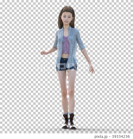 若い女性 ファッションアラカルト　ショートパンツ　perming3DCGイラスト素材 39334236