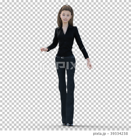 年輕女性時尚點菜襯衫和褲子perming3DCG插圖素材 39334238