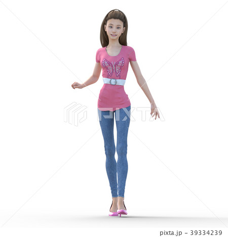 若い女性 ファッションアラカルト　スキニージーンズ　perming3DCGイラスト素材 39334239