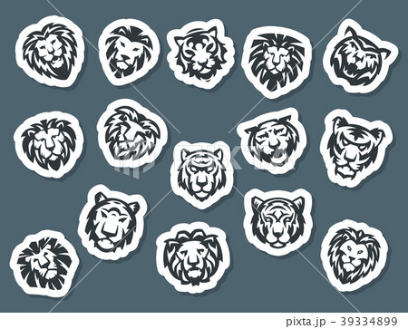 Tiger and lions face logo badge strength predator 39334899