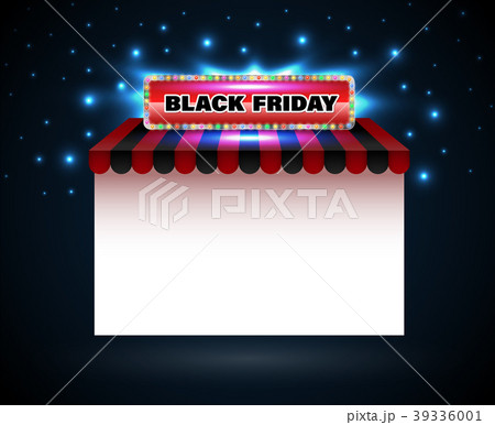 Store awning with retro banner. 39336001