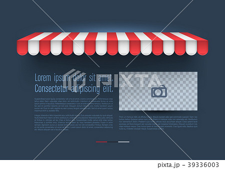 Store awning with retro banner. 39336003