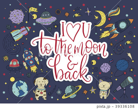 Handdrawn lettering quote with galaxy Handdrawn lettering quote with galaxy 39336108