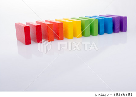 Coorful domino blocks on white background 39336391