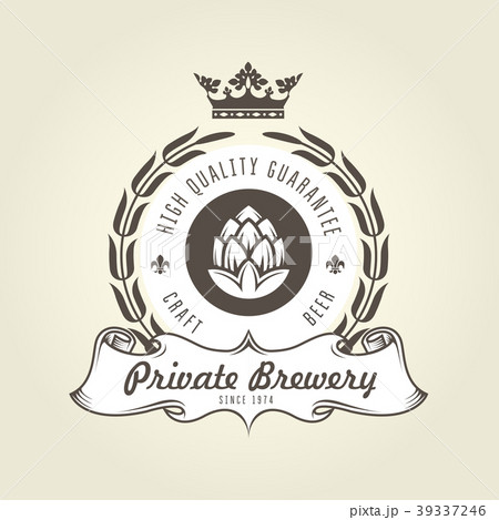 Craft beer logo with hop - emblem of brewery 39337246