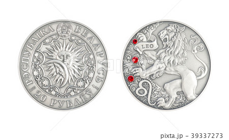 Silver coin Astrological sign leo 39337273