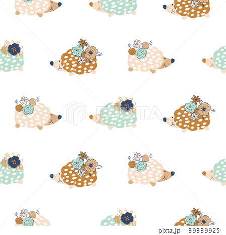 Seamless pattern with hedgehogs. 39339925