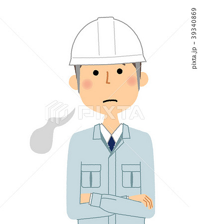 現場監督 ため息のイラスト素材