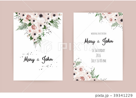 Vector invitation with handmade floral elements. Vector invitation with handmade floral elements. 39341229