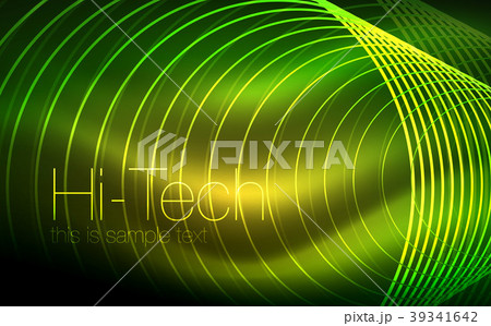 Circular glowing neon shapes, techno background Circular glowing neon shapes, techno background 39341642