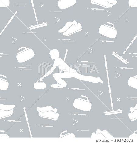 Vector pattern of different objects curling sport 39342672