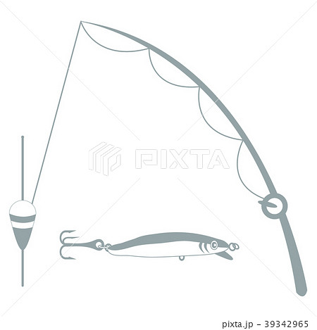 Stylized icon set of different tools for fishing Stylized icon set of different tools for fishing 39342965