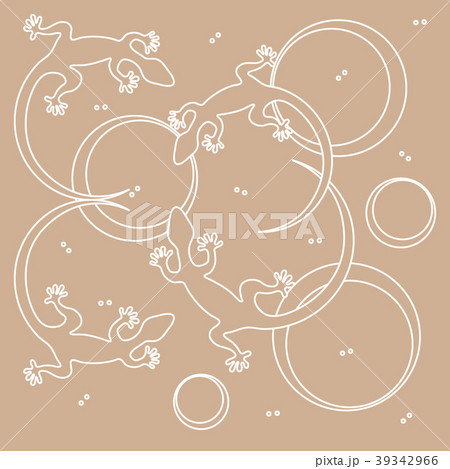 Cute vector illustration of lizards and circles 39342966