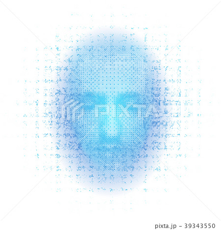 3d rendering of robot face with numbers on white 39343550