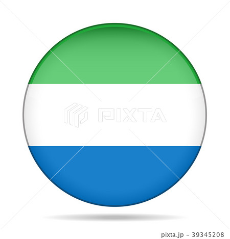 Flag of Sierra Leone. Shiny round button.