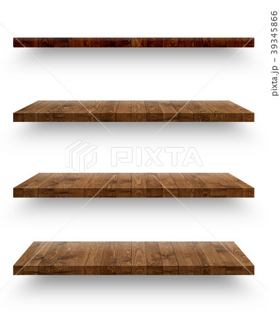 Wooden shelf template set isolated 39345866
