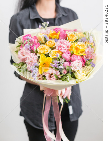 beautiful luxury bouquet of mixed flowers in woman beautiful luxury bouquet of mixed flowers in woman 39346221