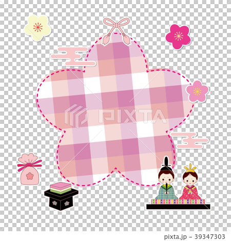 3月 チェック柄フレーム ひなまつり 39347303