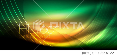 Glossy light effect neon glowing waves, shiny Glossy light effect neon glowing waves, shiny 39348122