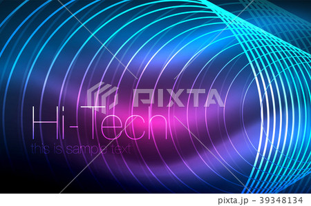 Circular glowing neon shapes, techno background Circular glowing neon shapes, techno background 39348134